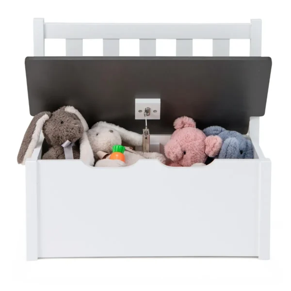 4 delige kindertafel & stoel set 2 in 1 houten peuter activiteit tafel set met 2 stoelen & 1 opbergbankje kindermeubilair grijs 3