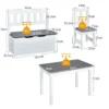 4 delige kindertafel & stoel set 2 in 1 houten peuter activiteit tafel set met 2 stoelen & 1 opbergbankje kindermeubilair grijs 4