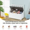 4 delige kindertafel & stoel set 2 in 1 houten peuter activiteit tafel set met 2 stoelen & 1 opbergbankje kindermeubilair grijs 5