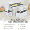 4 delige kindertafel & stoel set 2 in 1 houten peuter activiteit tafel set met 2 stoelen & 1 opbergbankje kindermeubilair grijs 6