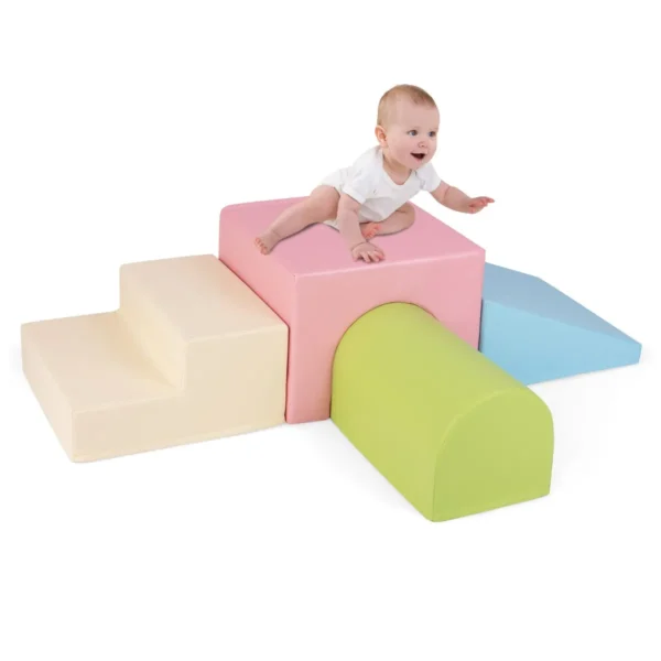 4 delige zachte blokken grote schuimblokken om op te klimmen en spelen xxl bouwblokken speelset voor baby roze 1