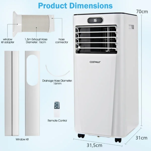 4 in 1 airconditioner draagbare airconditioner met afstandsbediening 7000 btu 16℃～32℃ wit 3