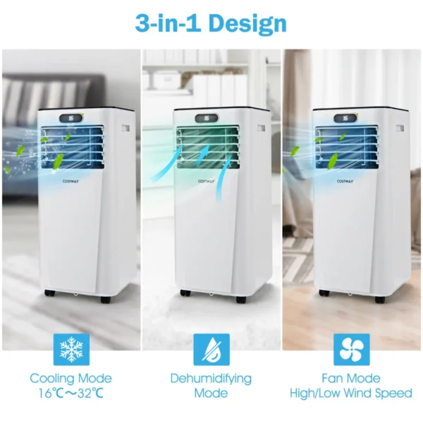 4 in 1 airconditioner draagbare airconditioner met afstandsbediening 7000 btu 16℃～32℃ wit 6