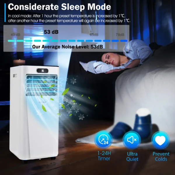4 in 1 airconditioner draagbare airconditioner met afstandsbediening 7000 btu 16℃～32℃ wit 7