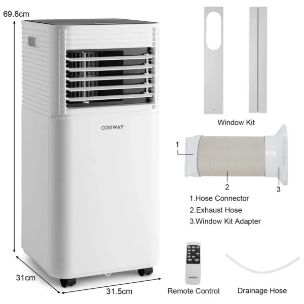 4 in 1 mobiele airconditioner 9000 btu airconditioner met zwart deksel 16℃ 32℃ 2