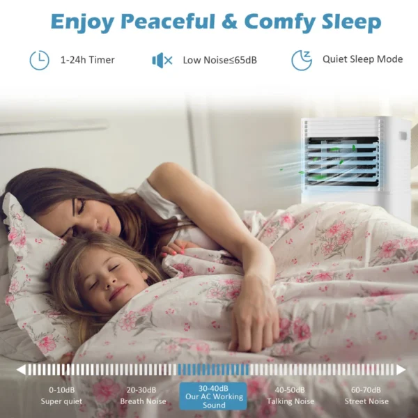 4 in 1 mobiele airconditioner 9000 btu airconditioner met zwart deksel 16℃ 32℃ 7
