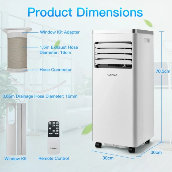 4 in 1 mobiele airconditioner airconditioner met uitlaatslang 7000btu wit 4