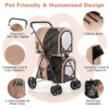 4 in 1 multifunctionele kat & hond wandelwagen 2 laags hondenbuggy huisdierbuggy tot 16 kg snel in te klappen beige 7