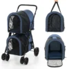 4 in 1 multifunctionele kat & hond wandelwagen 2 laags hondenbuggy huisdierbuggy tot 16 kg snel in te klappen marineblauw 1