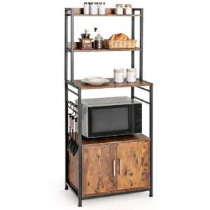 4 laags keuken bakkersrek met opbergkast & hok industriële magnetron standaard bruin 1