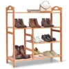 4 niveau bamboe schoenenrek vrijstaand met handvat opberg organiser voor entree hal woonkamer badkamer 68,5 x 28 x 76 cm 1