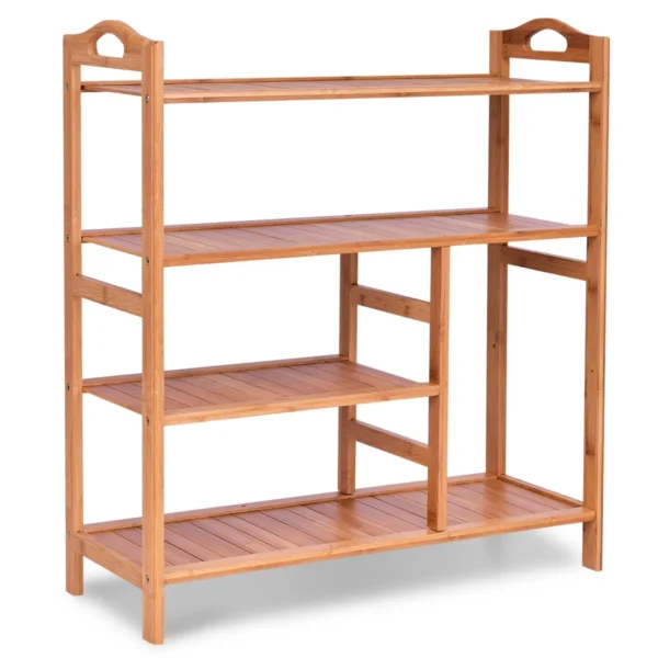4 niveau bamboe schoenenrek vrijstaand met handvat opberg organiser voor entree hal woonkamer badkamer 68,5 x 28 x 76 cm 2