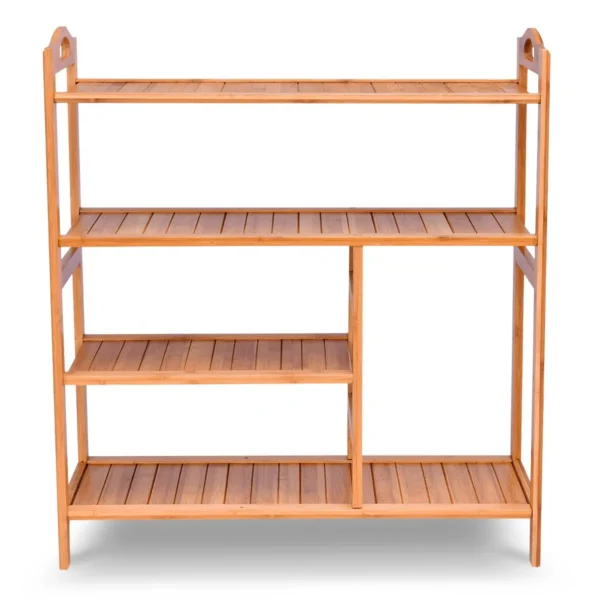 4 niveau bamboe schoenenrek vrijstaand met handvat opberg organiser voor entree hal woonkamer badkamer 68,5 x 28 x 76 cm 3