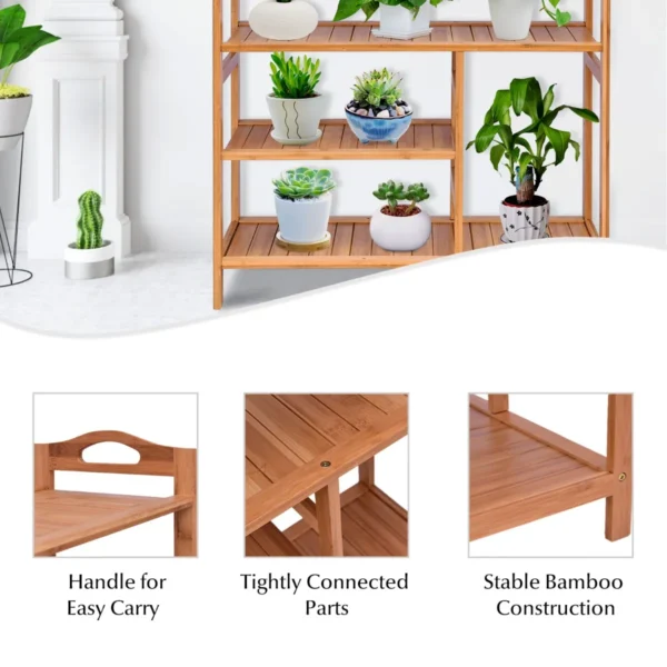 4 niveau bamboe schoenenrek vrijstaand met handvat opberg organiser voor entree hal woonkamer badkamer 68,5 x 28 x 76 cm 7