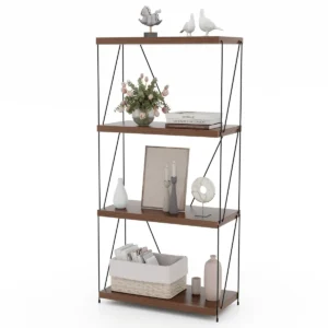 4 niveau multifunctionele plank vrijstaande boekenkast industriële stijl opslag plank houtnerf afwerking voor slaapkamer woonkamer 1