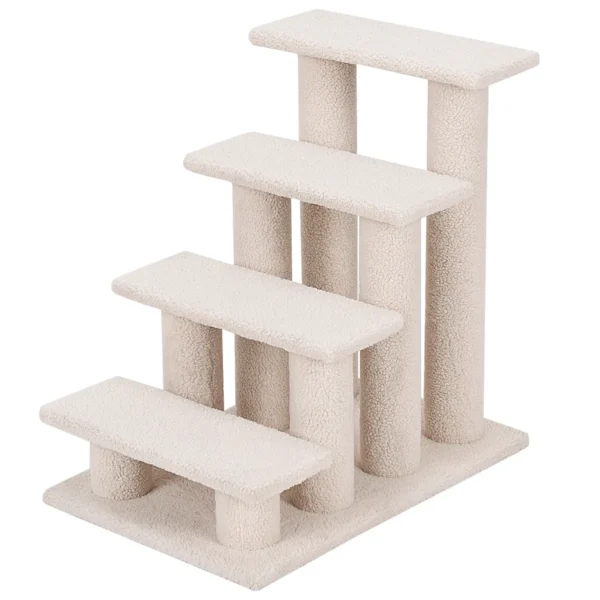 4 treden dierentrap voor katten en honden 60 cm binnen multi trap hondentrap voor hoge bedden bank en zitbank grijsachtig wit 1