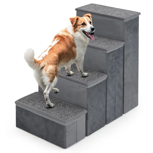 4 treden opvouwbaar huisdiertrap met opbergruimte voor kleine grote oudere honden tot 50 kg antislip hondenhelling kattentrap 1