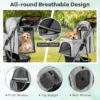 4 wiel opvouwbare honden en kattenwagen hondenwagen huisdierbuggy tot 15 kg met netvensters/bekerhouders/aanhangers grijs 4