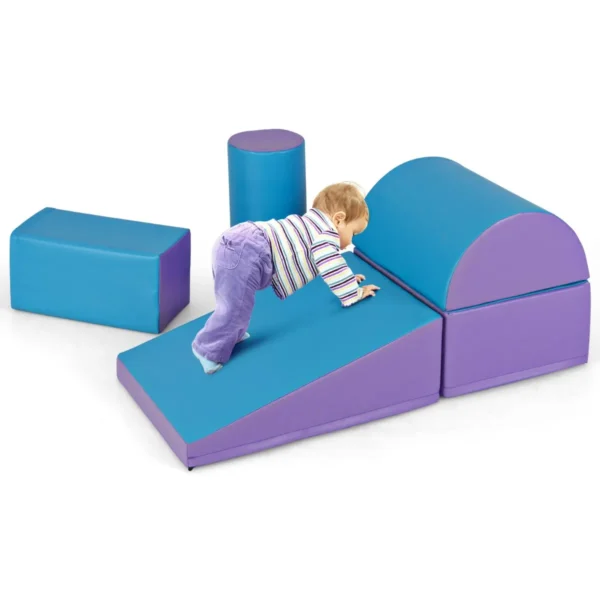 5 delige klim en kruipactiviteitenspeelset voor kinderen lichtgewicht blokken van zacht schuim voor de ontwikkeling blauw + paars 1