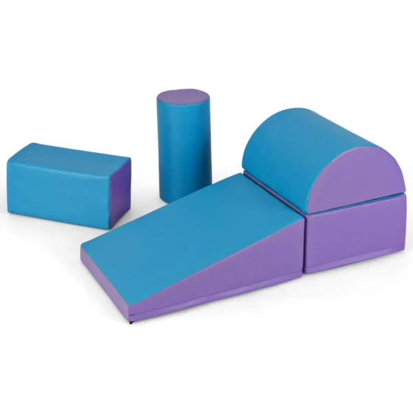 5 delige klim en kruipactiviteitenspeelset voor kinderen lichtgewicht blokken van zacht schuim voor de ontwikkeling blauw + paars 2