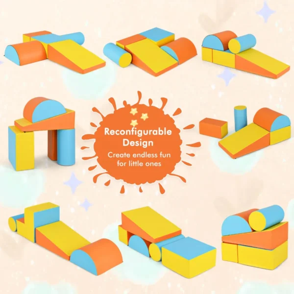 5 delige klim en kruipactiviteitenspeelset voor kinderen lichtgewicht blokken van zacht schuim voor de ontwikkeling geel+oranje+blauw 2