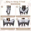 5 in 1 babybed met matras en afneembare luiertafel kinderbed met muziekdoosje en hangend speelgoed in hoogte verstelbaar (grijs) 5