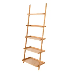 5 laags ladderplank bamboe boekenplank muur leunende opslag display plantenstandaard 1