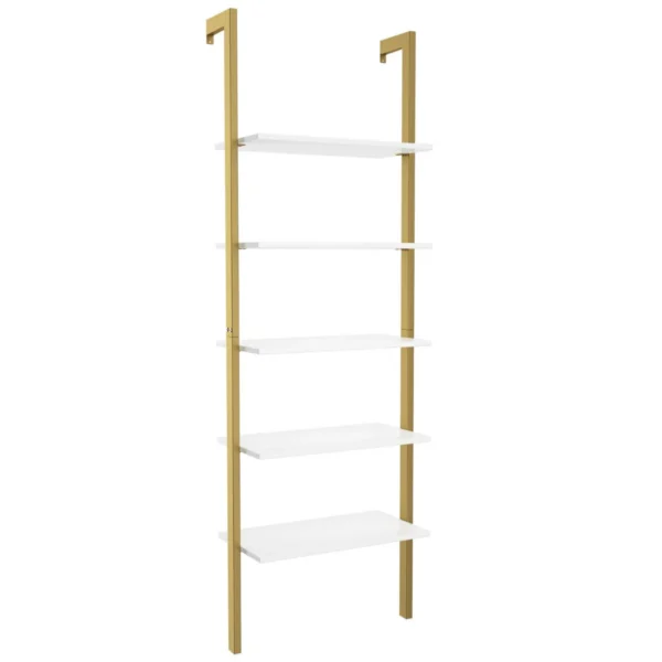 5 laagse ladderplank boekenkast opslag rek boekenplank plant stand weergave planken met metalen frame goud 1