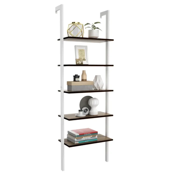 5 laagse ladderplank boekenkast opslag rek boekenplank plant stand weergave planken met metalen frame wit 1