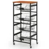 5 planken keuken opslag trolley mobiele trolley met uittrekbare manden en diy krijt labels snack opslag trolley rollende fruit en groente trolley 2