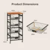 5 planken keuken opslag trolley mobiele trolley met uittrekbare manden en diy krijt labels snack opslag trolley rollende fruit en groente trolley 3