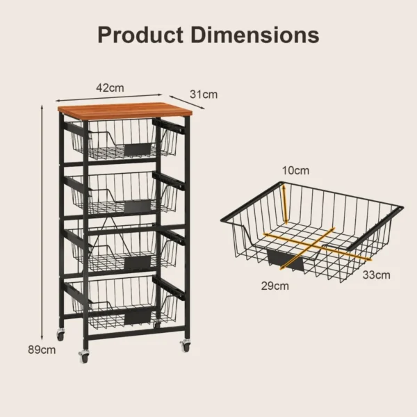5 planken keuken opslag trolley mobiele trolley met uittrekbare manden en diy krijt labels snack opslag trolley rollende fruit en groente trolley 3
