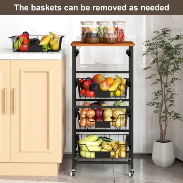 5 planken keuken opslag trolley mobiele trolley met uittrekbare manden en diy krijt labels snack opslag trolley rollende fruit en groente trolley 5