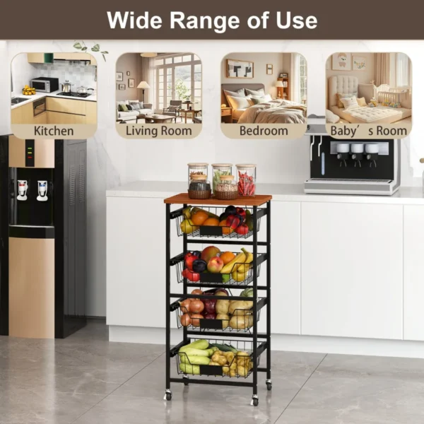 5 planken keuken opslag trolley mobiele trolley met uittrekbare manden en diy krijt labels snack opslag trolley rollende fruit en groente trolley 7