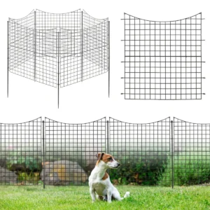 5 stuks decoratief tuinhek 98 cm hoog metaal dierenbarrière voor honden decoratieve omheining vijverhek roestvrij zwart 1