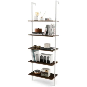 5 tier ladder plank muur plank met stalen structuur elegante boekenkast open opslag planken grote bloem stand voor kantoor woonkamer 1