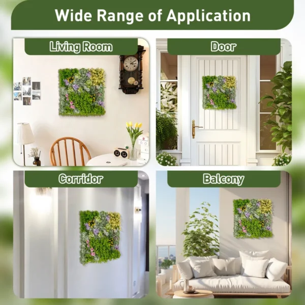 50 x 50 cm pak van 2 vierkante 3d kunstloof wanddecoraties 10 soorten gemengde kunstplanten wanddecoratie voor binnen buiten 6