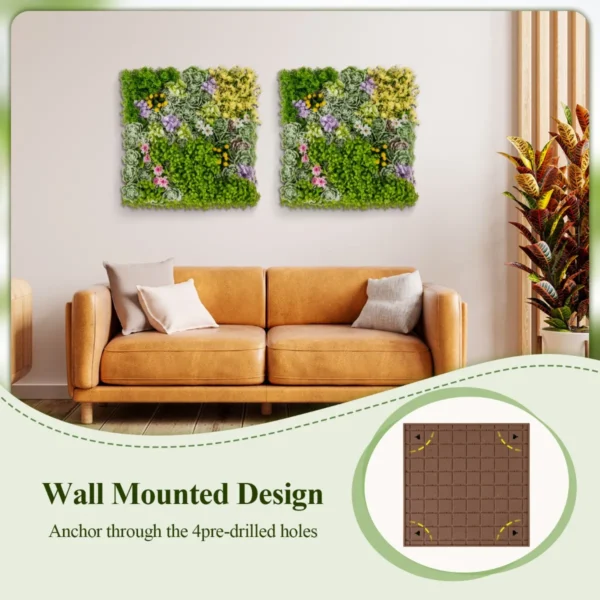 50 x 50 cm pak van 2 vierkante 3d kunstloof wanddecoraties 10 soorten gemengde kunstplanten wanddecoratie voor binnen buiten 7