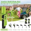 6 delige kindergolfclubset met golftas en regenhoes complete golfset incl. 7/9/s ijzer 1 driver 4 hybride putter groen 3
