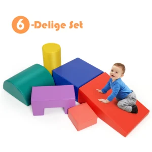 6 delige zachte bouwstenen grote kinderbouwstenen reuzenbouwstenen foam bouwstenen rood 1