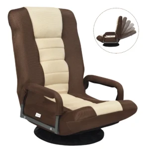 6 standen verstelbare vloerstoel draaibare vloerstoel gamestoel meditatiestoel 61 87 x 55 x 75 cm beige + bruin 1