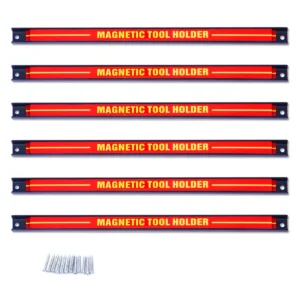6 x magnetische gereedschapshouder wand magneetstrip set magneetstrip 46 cm rood en zwart 1
