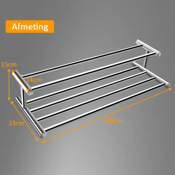 60 cm roestvrij staal handdoekrek badkamer handdoek bar wand gemonteerde handdoek houder organisator zilver 3