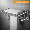 60 cm roestvrij staal handdoekrek badkamer handdoek bar wand gemonteerde handdoek houder organisator zilver 7