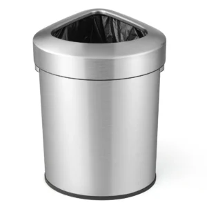60l roestvrijstalen hoekafvalemmer metalen afvalemmer met deksel waaiervormige afvalemmer met antislipbodem voor keuken woonkamer 1