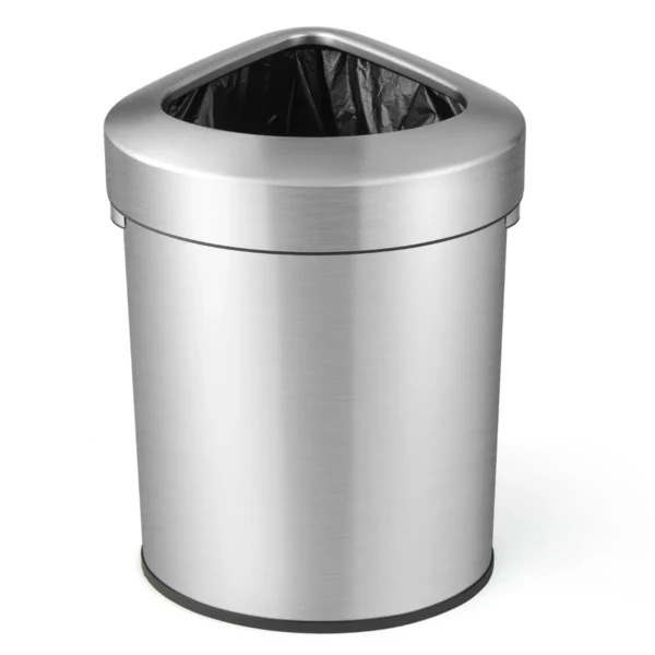 60l roestvrijstalen hoekafvalemmer metalen afvalemmer met deksel waaiervormige afvalemmer met antislipbodem voor keuken woonkamer 1