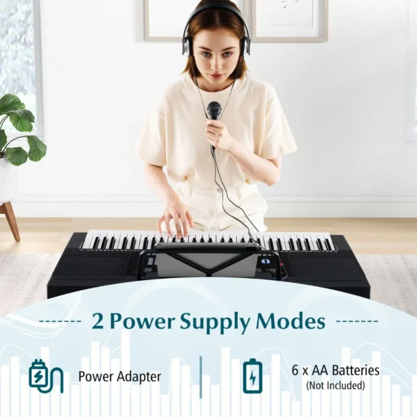 61 toetsen elektronisch keyboard standaard en kruk complete digitale pianoset 300 klankkleuren 300 ritmes 50 demo's lesmodus microfoon 6