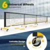 674,5 cm draagbaar pickleballnet sterk pe outdoor badmintonnet met 6 vergrendelbare wielen metalen frame draagtas voor binnen/buiten 3