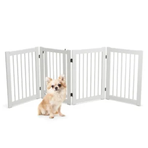 76 cm hoog afsluithek voor honden 4 panelen hondenhek met poort inklapbaar veiligheidshek houten hek wit 1