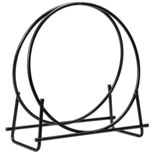 76,5 cm brandhout log houtrek open haard hout opslagrek robuuste ronde stalen houder ronde brandhout rek zwart 1